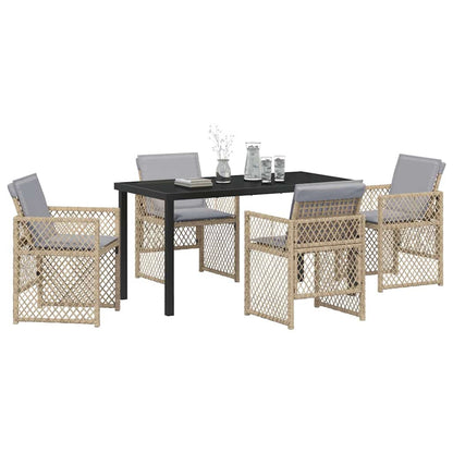 vidaXL Garden Dining Set 5 pcs Beige Poly Rattan