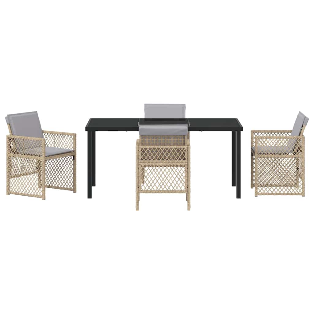 vidaXL Garden Dining Set 5 pcs Beige Poly Rattan