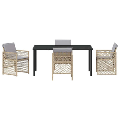 vidaXL Garden Dining Set 5 pcs Beige Poly Rattan