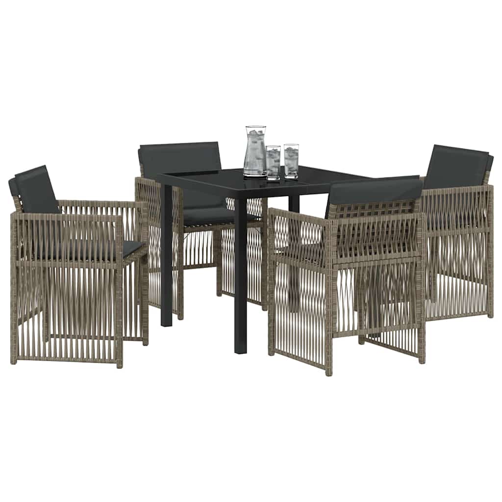 vidaXL Garden Dining Set 5 pcs Grey Powder-Coated Steel