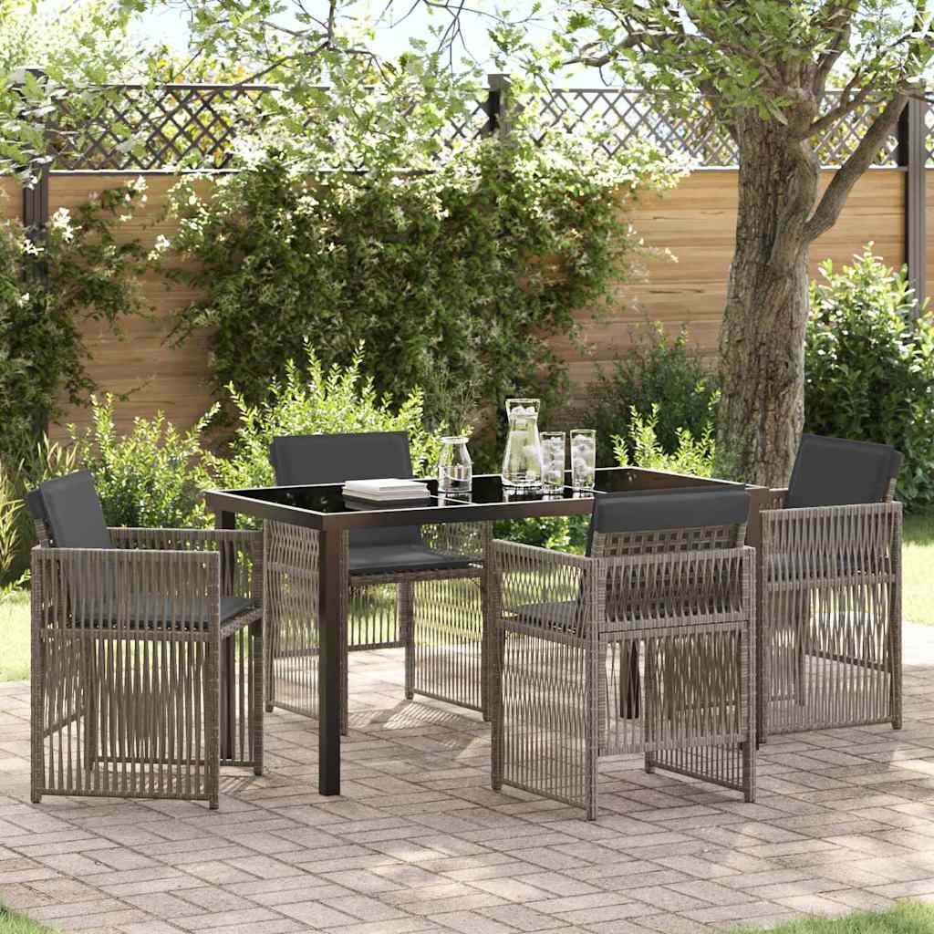 vidaXL Garden Dining Set 5 pcs Grey Powder-Coated Steel