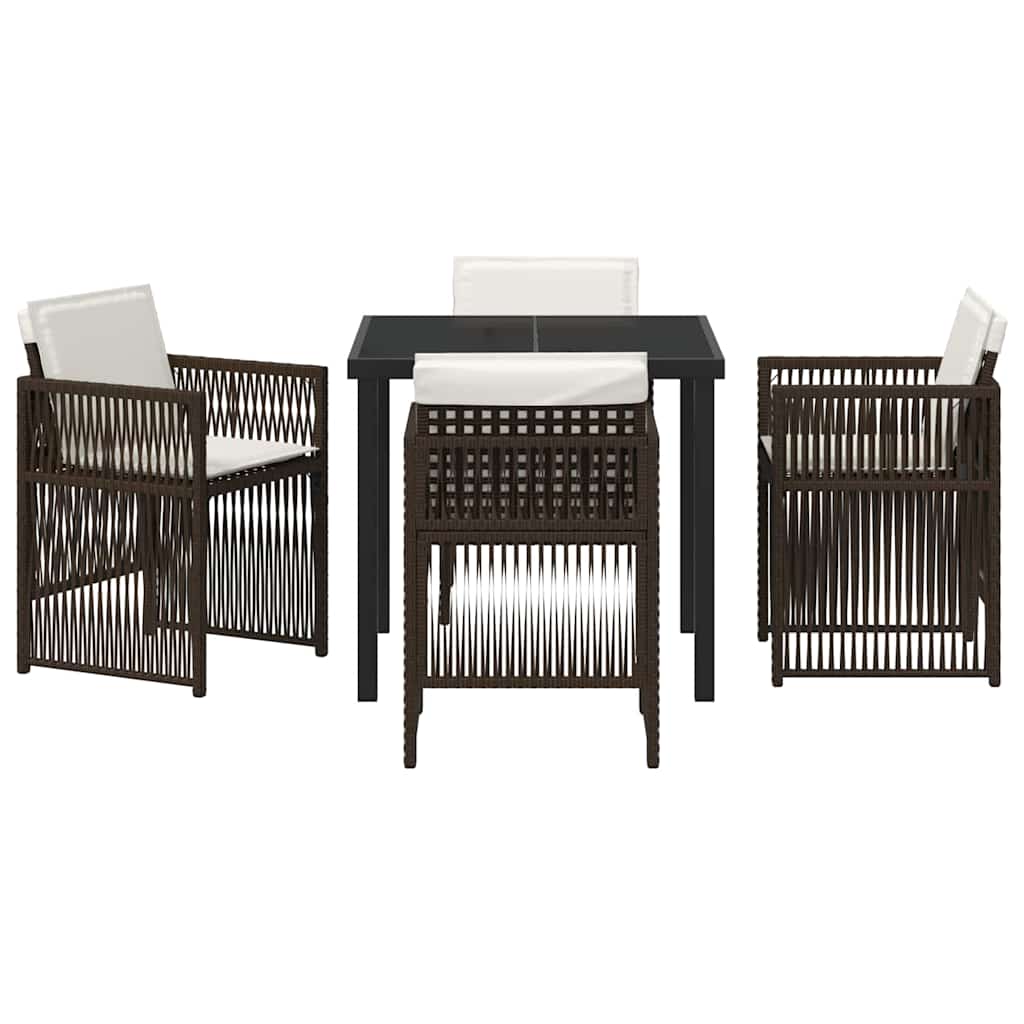 vidaXL Garden Dining Set 5 pcs Brown Powder-Coated Steel