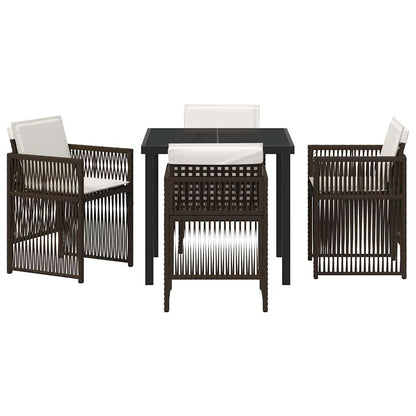 vidaXL Garden Dining Set 5 pcs Brown Powder-Coated Steel
