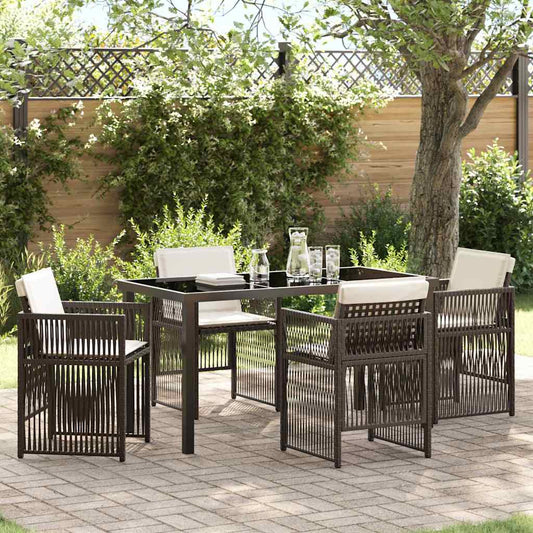vidaXL Garden Dining Set 5 pcs Brown Powder-Coated Steel