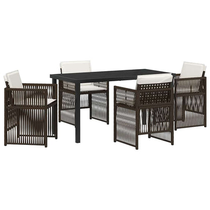 vidaXL Garden Dining Set 5 pcs Brown Powder-Coated Steel