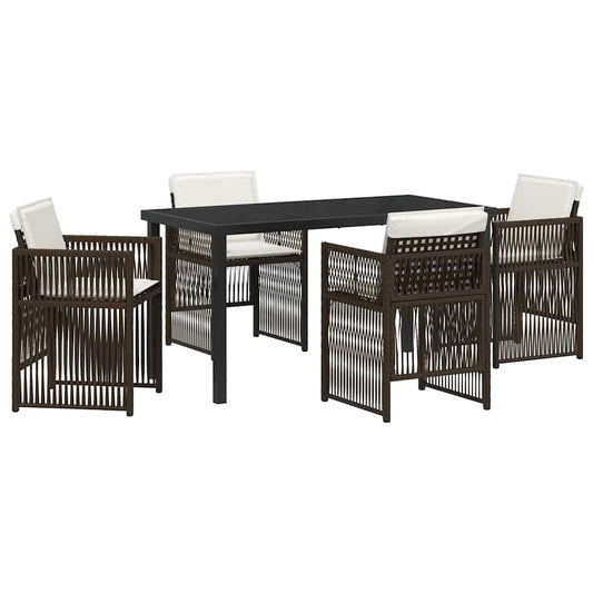 vidaXL Garden Dining Set 5 pcs Brown Powder-Coated Steel