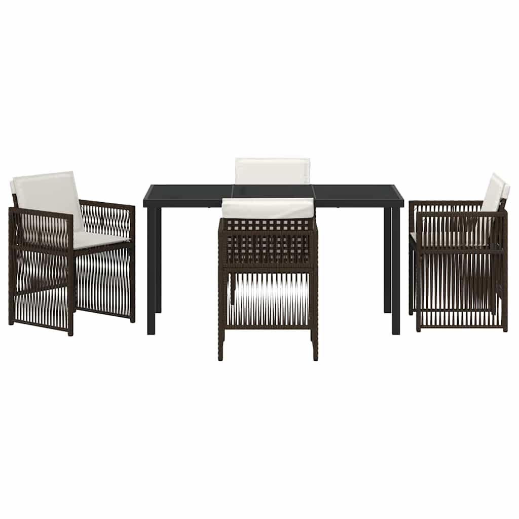 vidaXL Garden Dining Set 5 pcs Brown Powder-Coated Steel