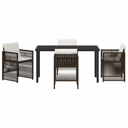 vidaXL Garden Dining Set 5 pcs Brown Powder-Coated Steel