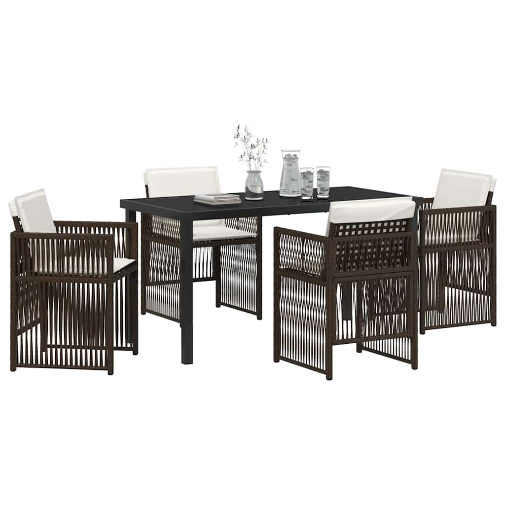 vidaXL Garden Dining Set 5 pcs Brown Powder-Coated Steel