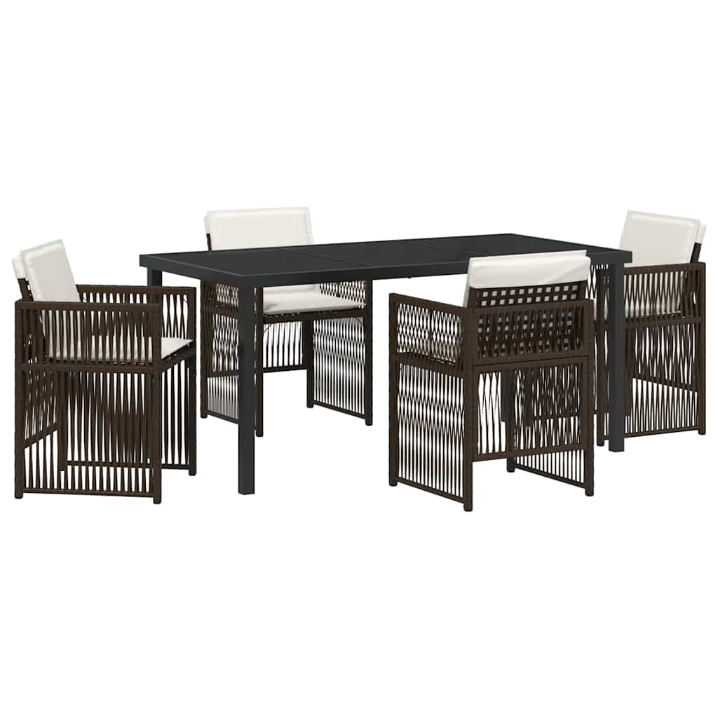 vidaXL Garden Dining Set 5 pcs Brown Powder-Coated Steel