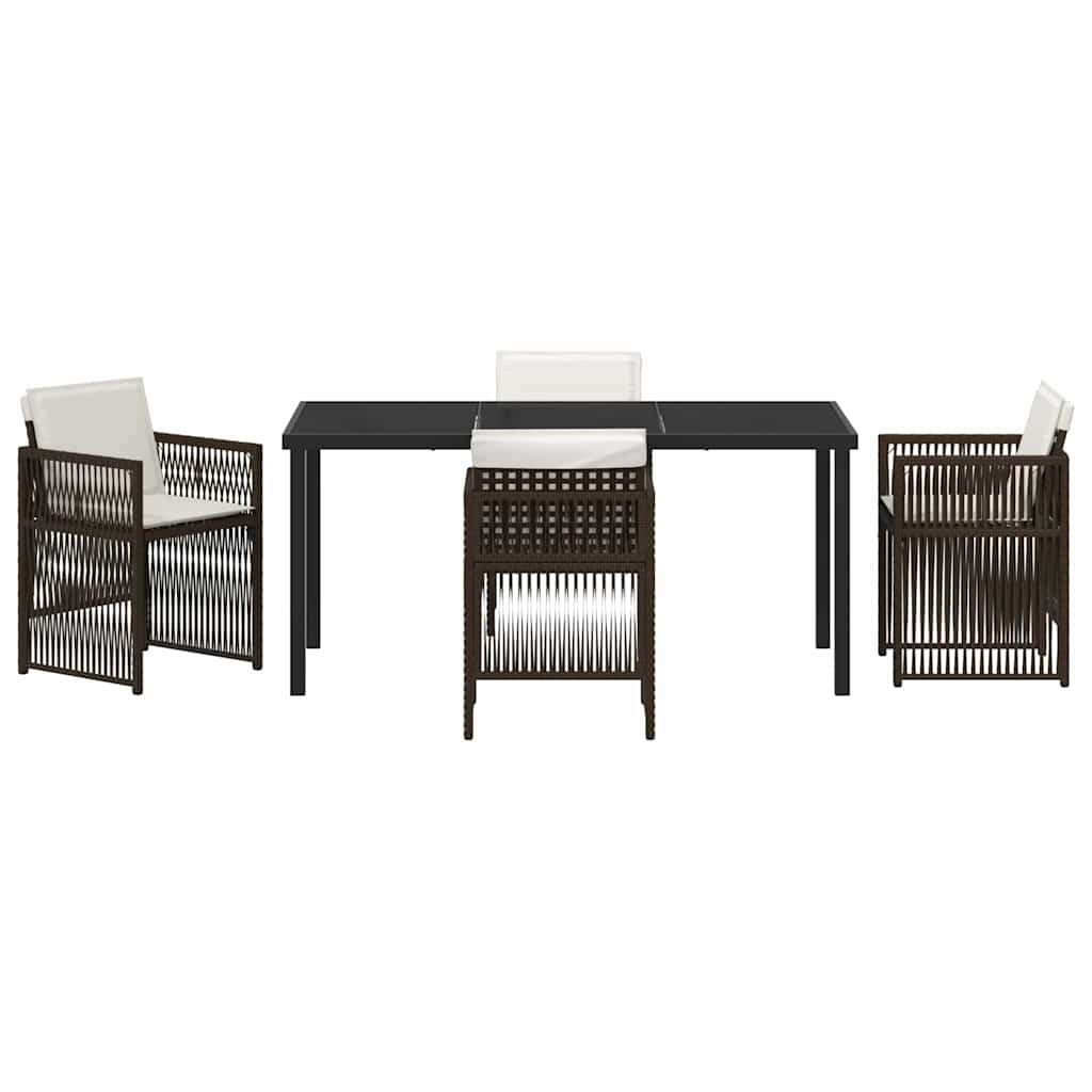 vidaXL Garden Dining Set 5 pcs Brown Powder-Coated Steel