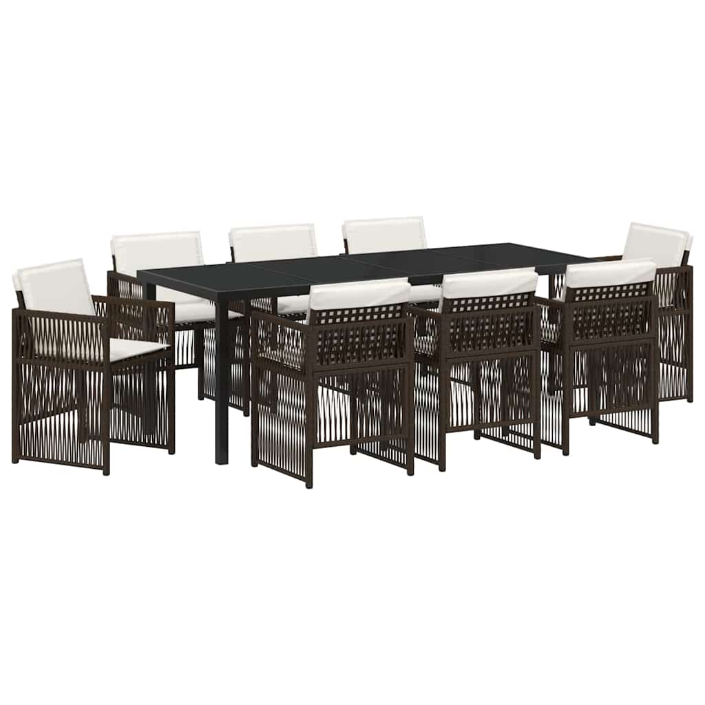 vidaXL Garden Dining Set 9 pcs Brown Powder-Coated Steel
