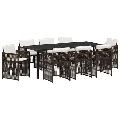 vidaXL Garden Dining Set 9 pcs Brown Powder-Coated Steel