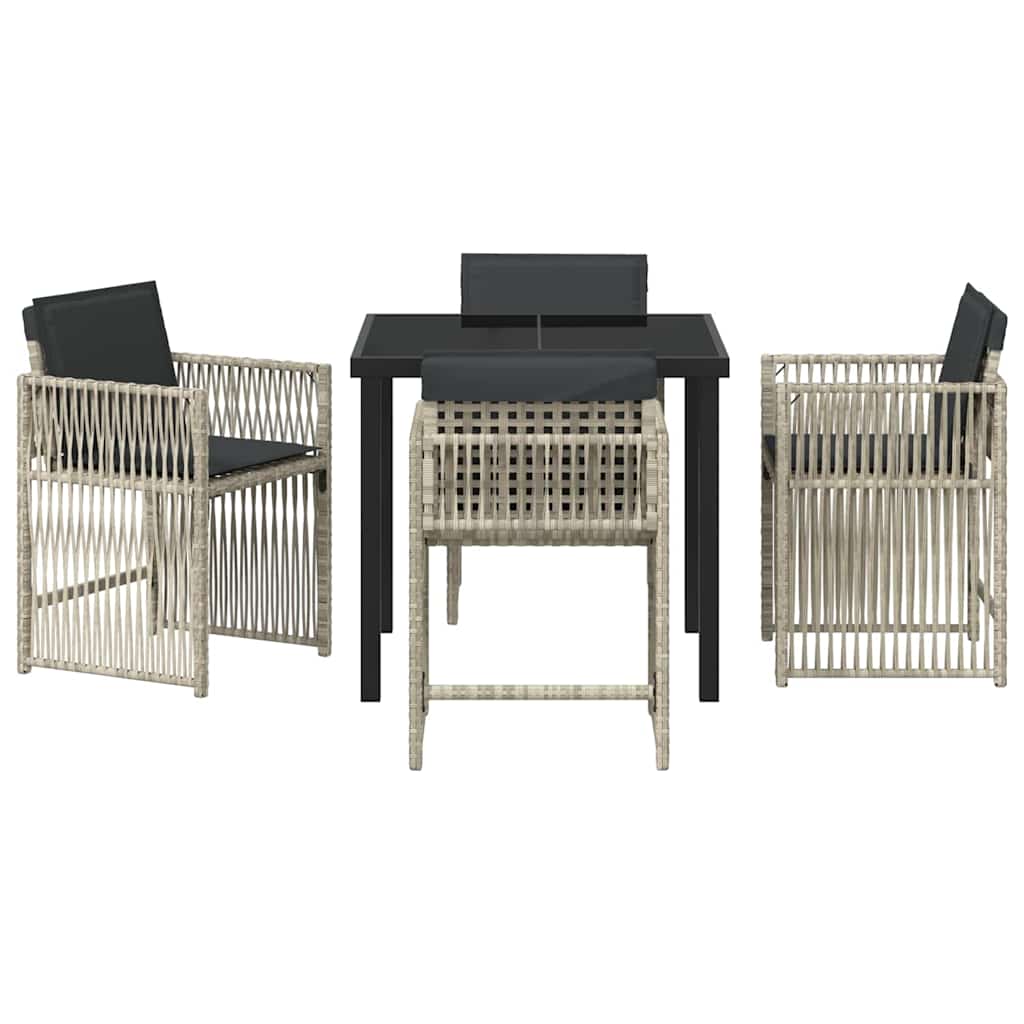 vidaXL Garden Dining Set 5 pcs Light Grey Powder-Coated Steel
