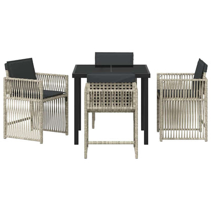 vidaXL Garden Dining Set 5 pcs Light Grey Powder-Coated Steel