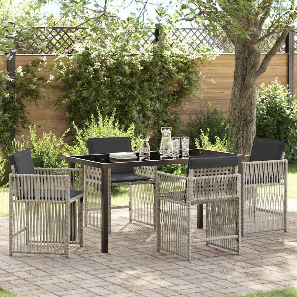 vidaXL Garden Dining Set 5 pcs Light Grey Powder-Coated Steel
