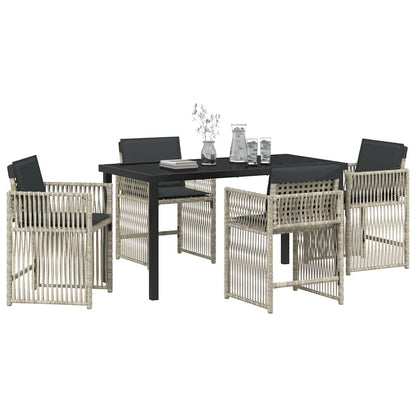 vidaXL Garden Dining Set 5 pcs Light Grey Powder-Coated Steel