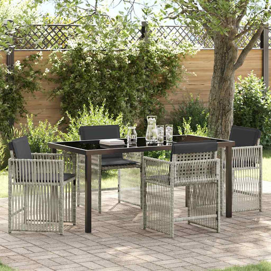 vidaXL Garden Dining Set 5 pcs Light Grey Powder-Coated Steel