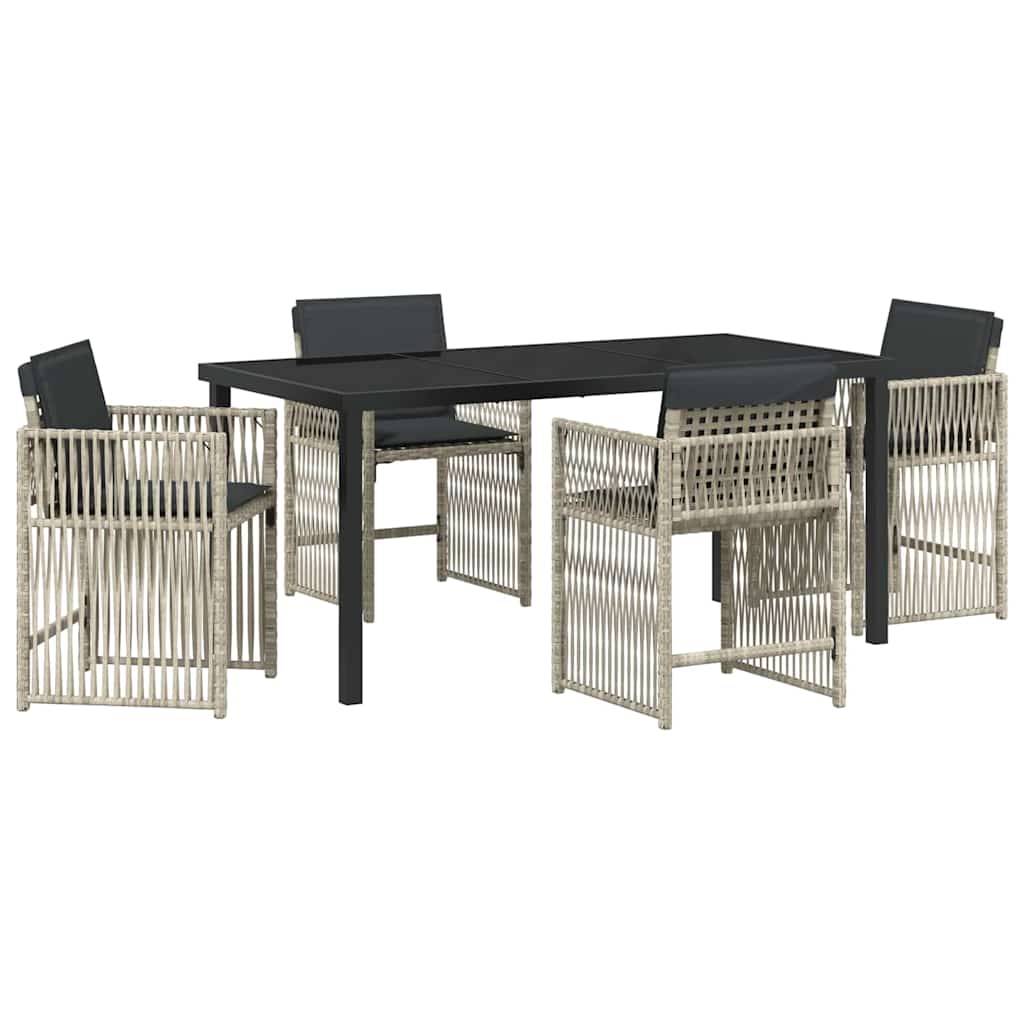 vidaXL Garden Dining Set 5 pcs Light Grey Powder-Coated Steel