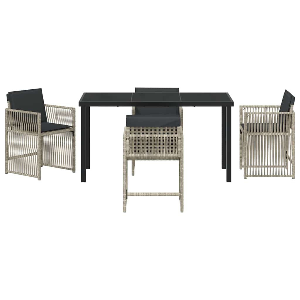 vidaXL Garden Dining Set 5 pcs Light Grey Powder-Coated Steel