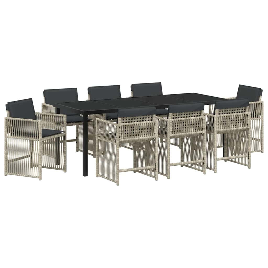 vidaXL Garden Dining Set 9 pcs Light Grey Powder-Coated Steel