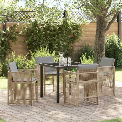 vidaXL Garden Dining Set 5 pcs Beige Powder-Coated Steel