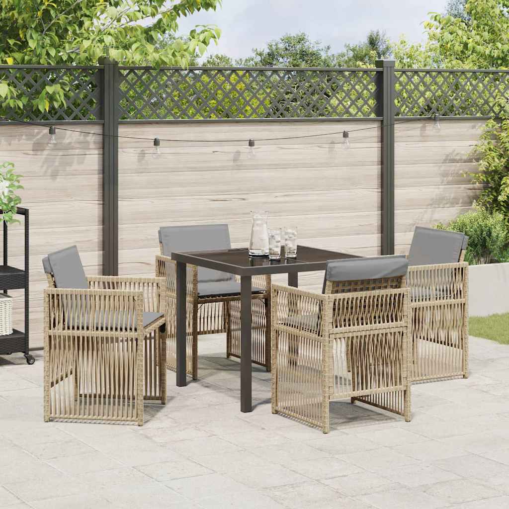 vidaXL Garden Dining Set 5 pcs Beige Powder-Coated Steel