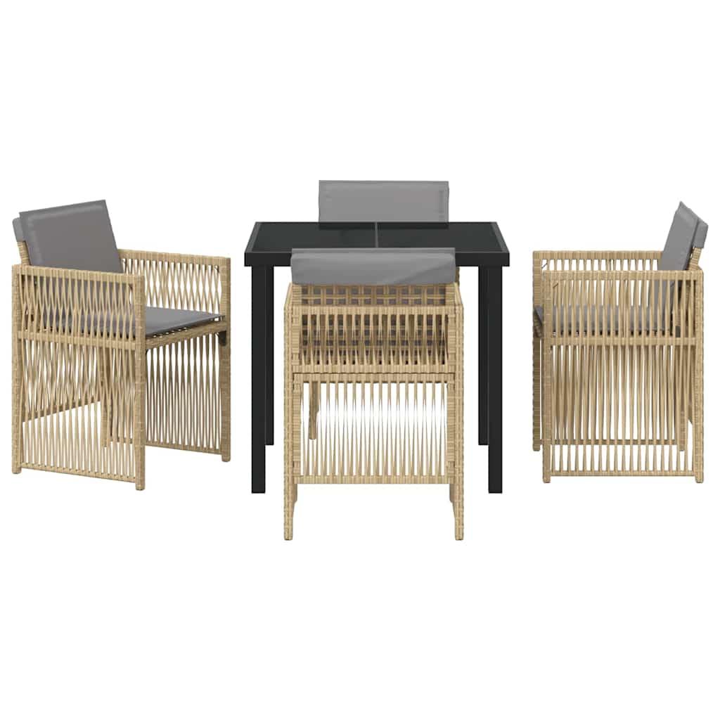 vidaXL Garden Dining Set 5 pcs Beige Powder-Coated Steel