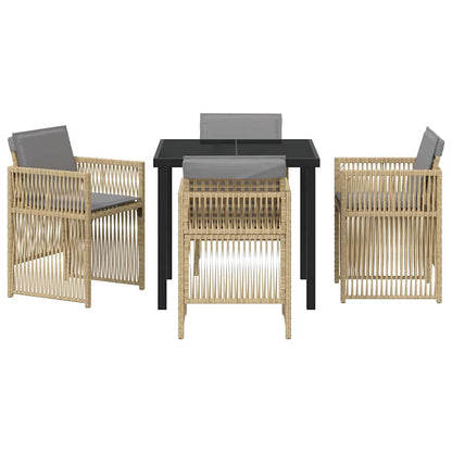 vidaXL Garden Dining Set 5 pcs Beige Powder-Coated Steel