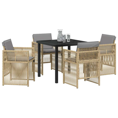 vidaXL Garden Dining Set 5 pcs Beige Powder-Coated Steel