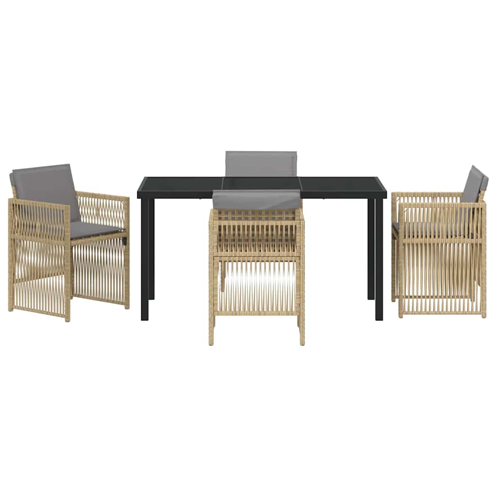 vidaXL Garden Dining Set 5 pcs Beige Powder-Coated Steel