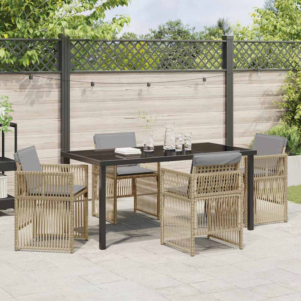 vidaXL Garden Dining Set 5 pcs Beige Powder-Coated Steel