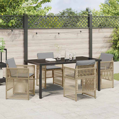 vidaXL Garden Dining Set 5 pcs Beige Powder-Coated Steel