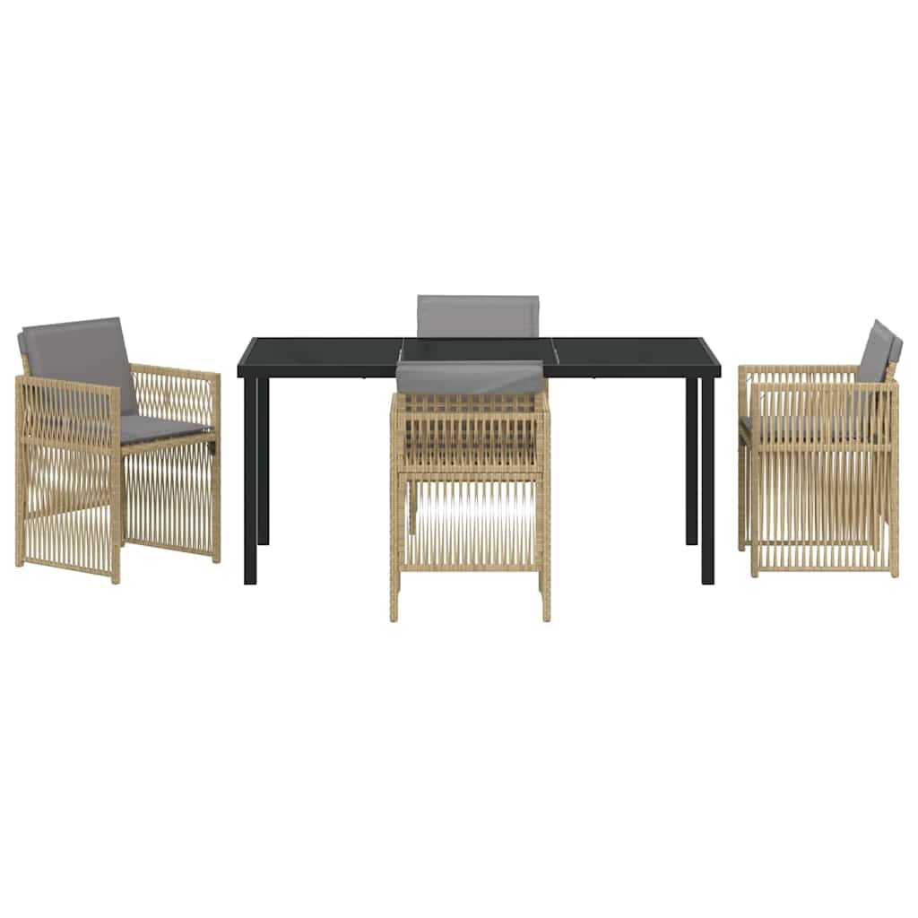 vidaXL Garden Dining Set 5 pcs Beige Powder-Coated Steel