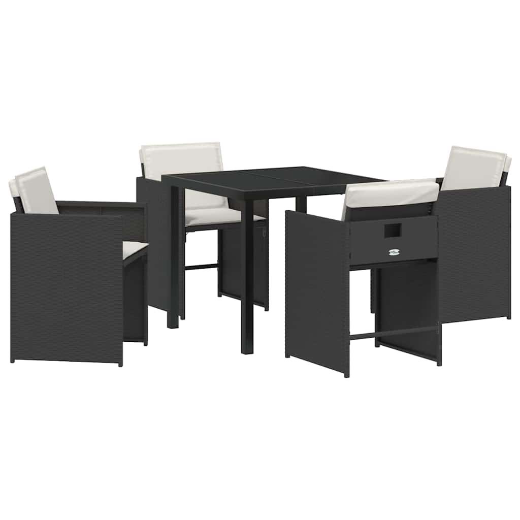 vidaXL Garden Dining Set 5 pcs Black Poly Rattan
