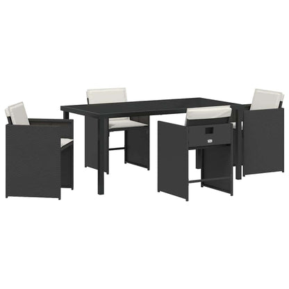 vidaXL Garden Dining Set 5 pcs Black Poly Rattan