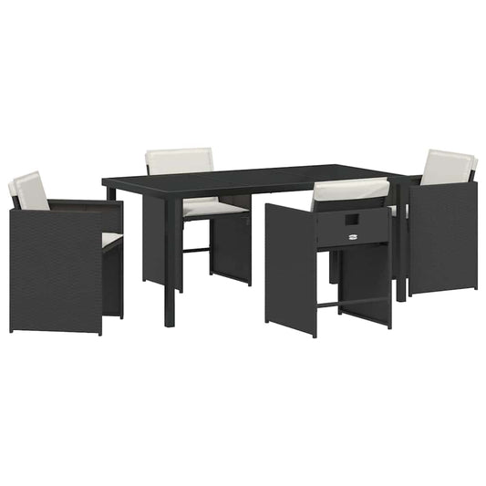 vidaXL Garden Dining Set 5 pcs Black Poly Rattan