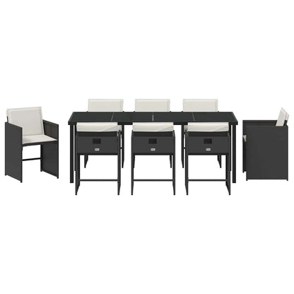 vidaXL Garden Dining Set 9 pcs Black Poly Rattan