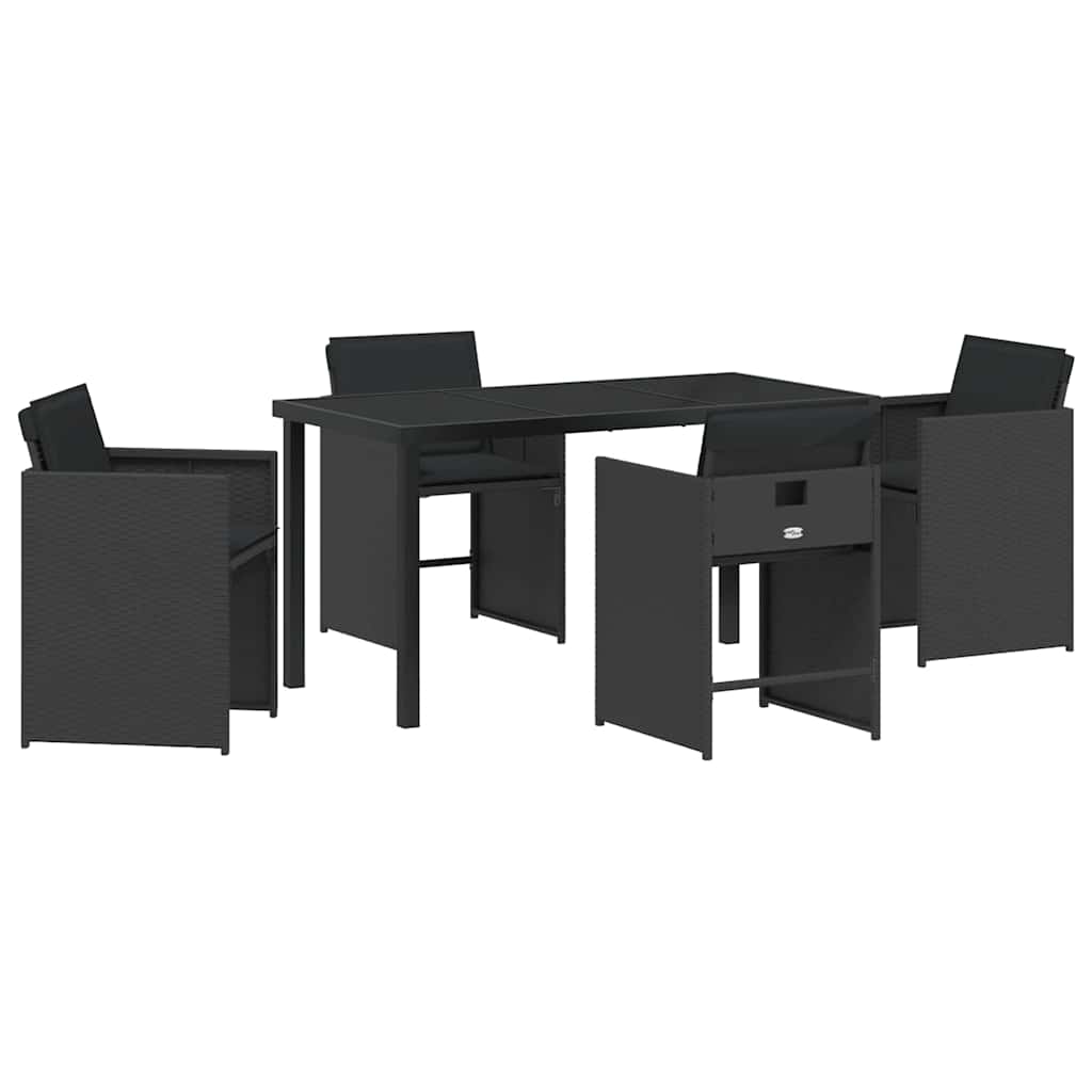 vidaXL Garden Dining Set 5 pcs Black Poly Rattan