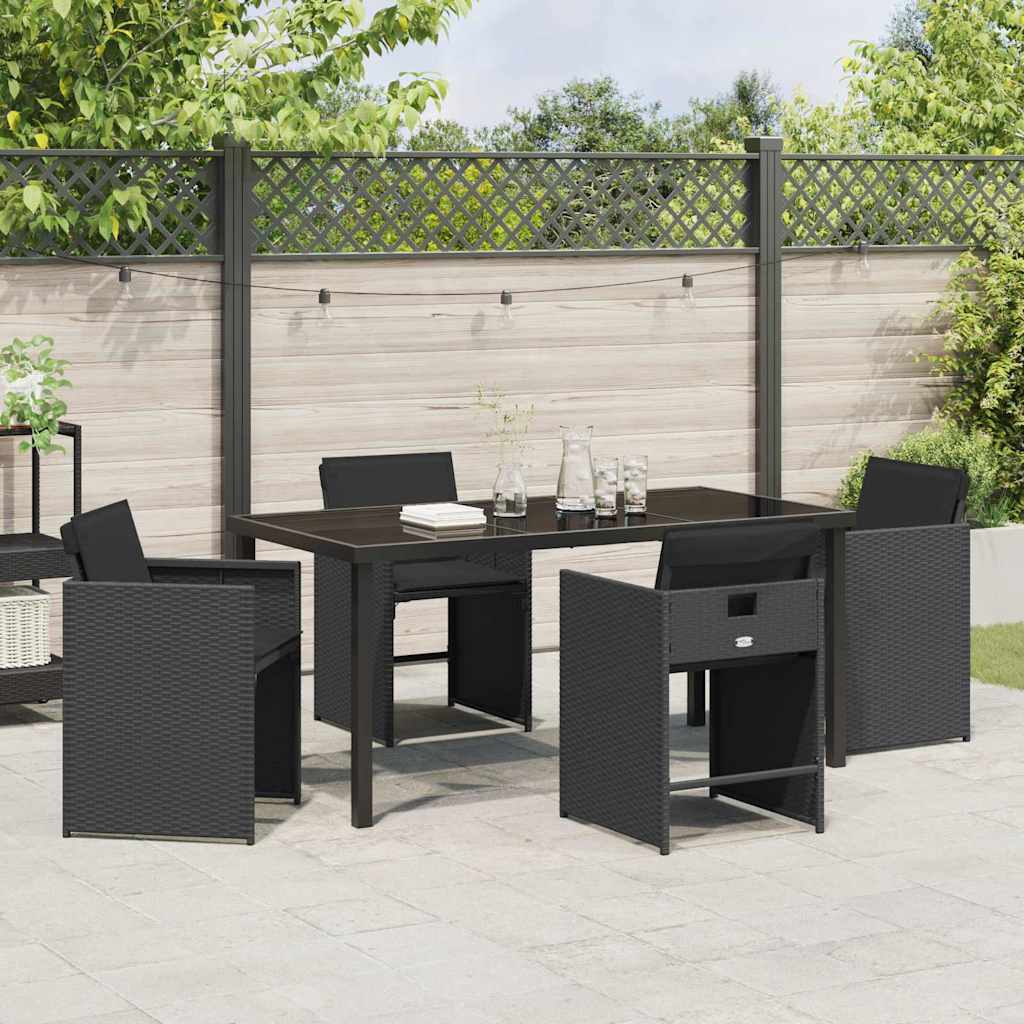 vidaXL Garden Dining Set 5 pcs Black Poly Rattan
