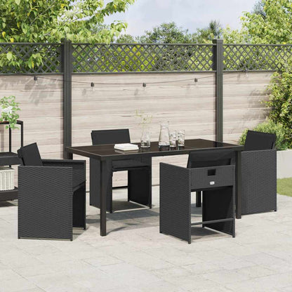 vidaXL Garden Dining Set 5 pcs Black Poly Rattan