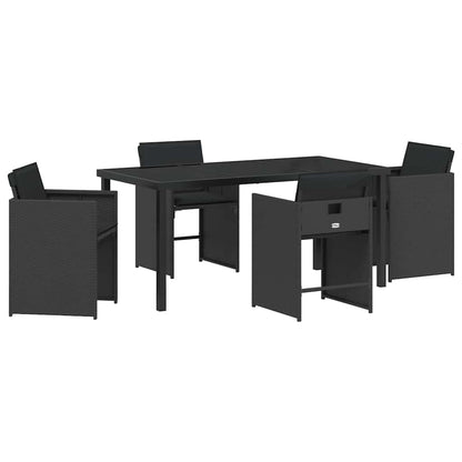 vidaXL Garden Dining Set 5 pcs Black Poly Rattan