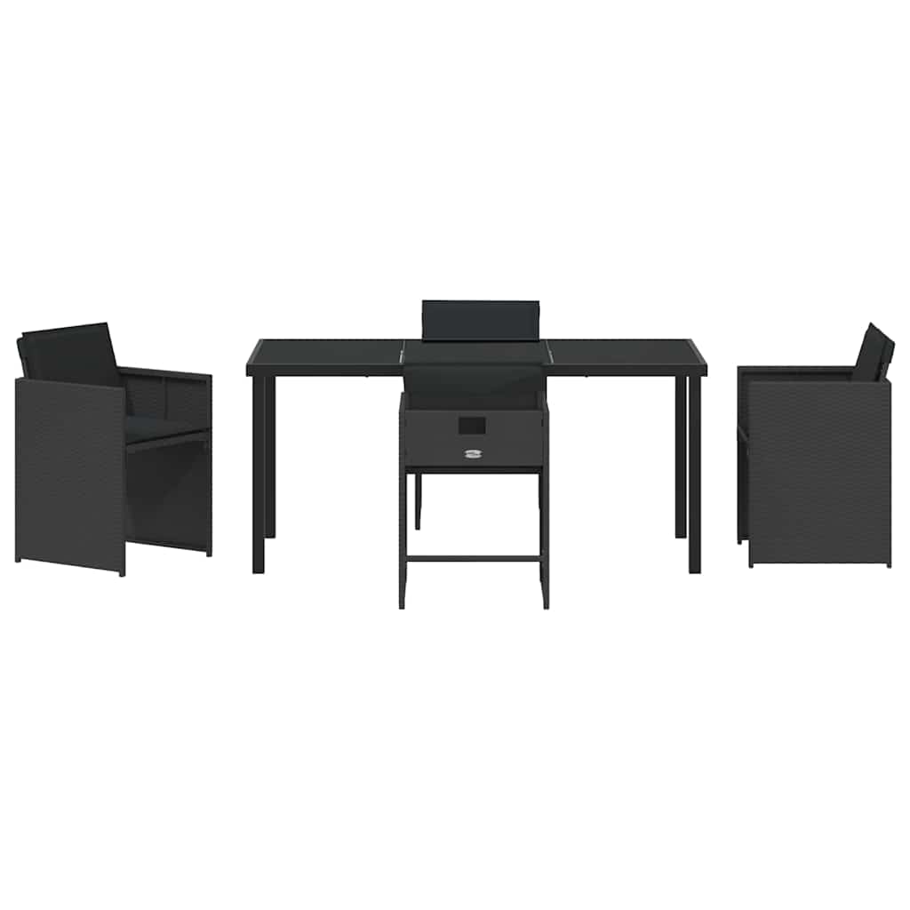 vidaXL Garden Dining Set 5 pcs Black Poly Rattan
