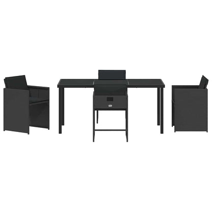 vidaXL Garden Dining Set 5 pcs Black Poly Rattan