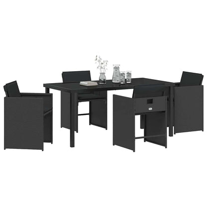 vidaXL Garden Dining Set 5 pcs Black Poly Rattan
