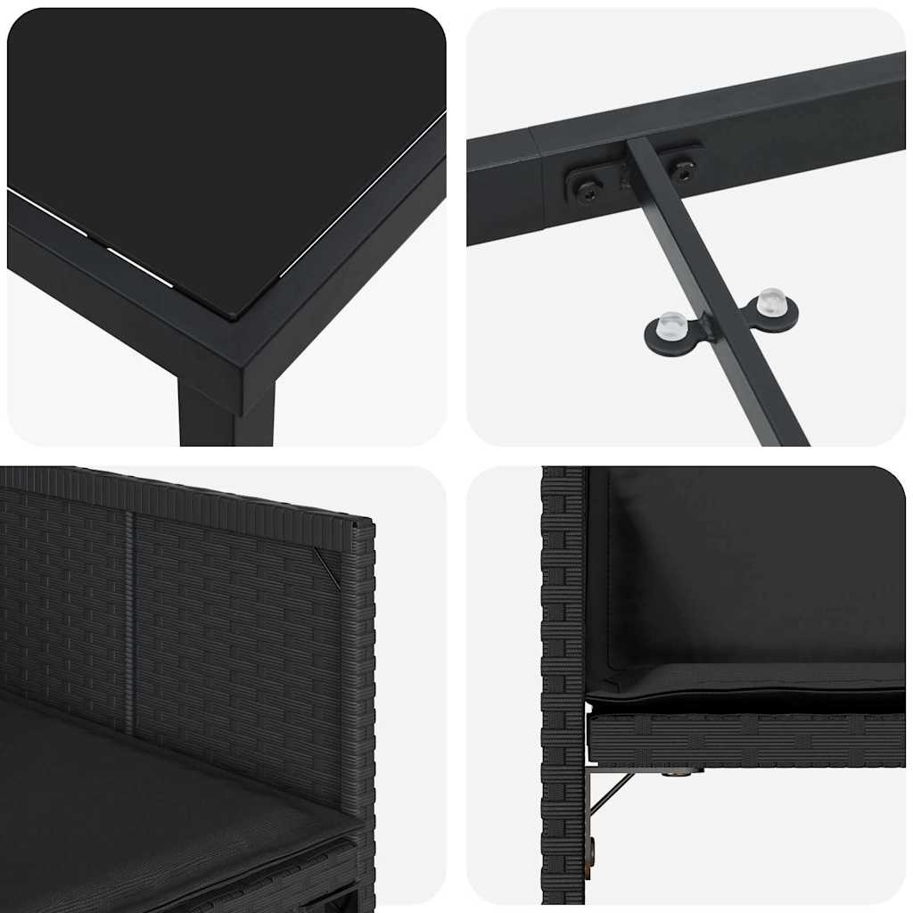 vidaXL Garden Dining Set 9 pcs Black Poly Rattan