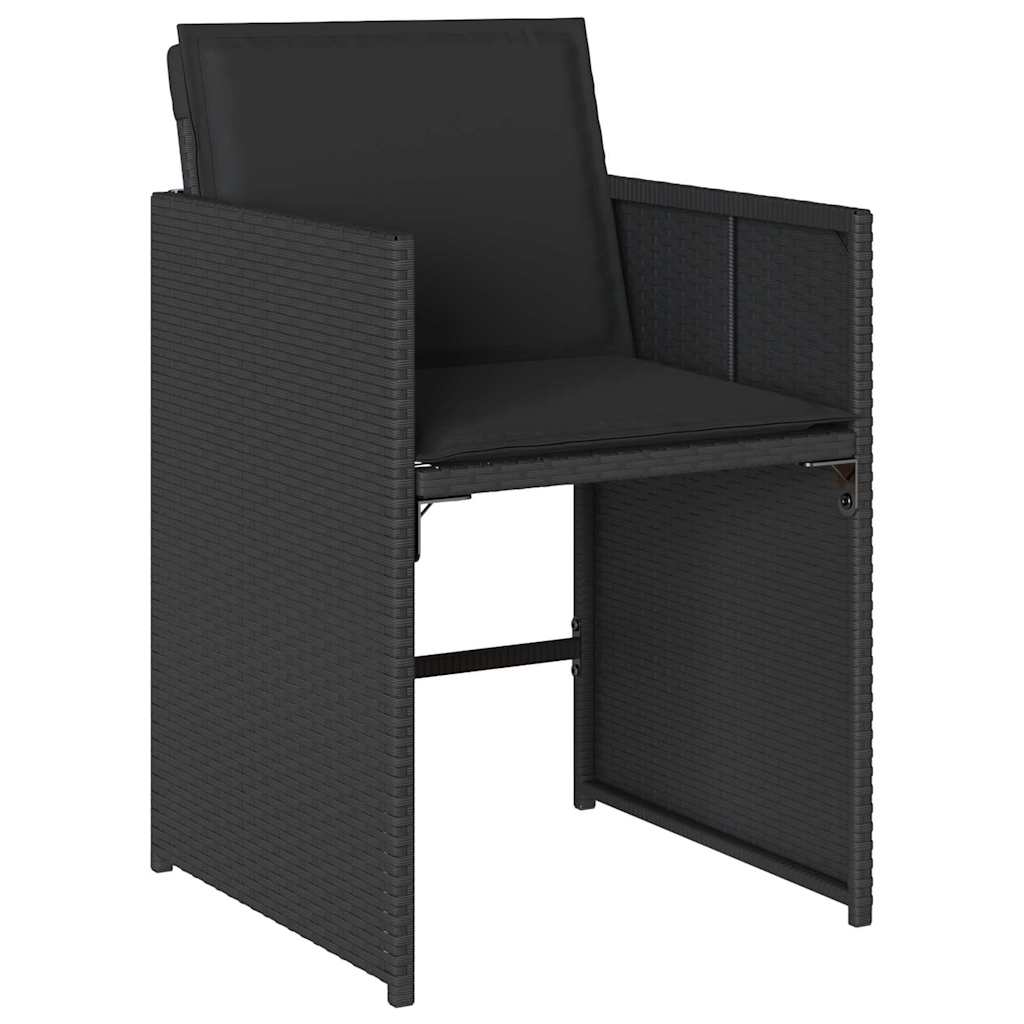 vidaXL Garden Dining Set 9 pcs Black Poly Rattan
