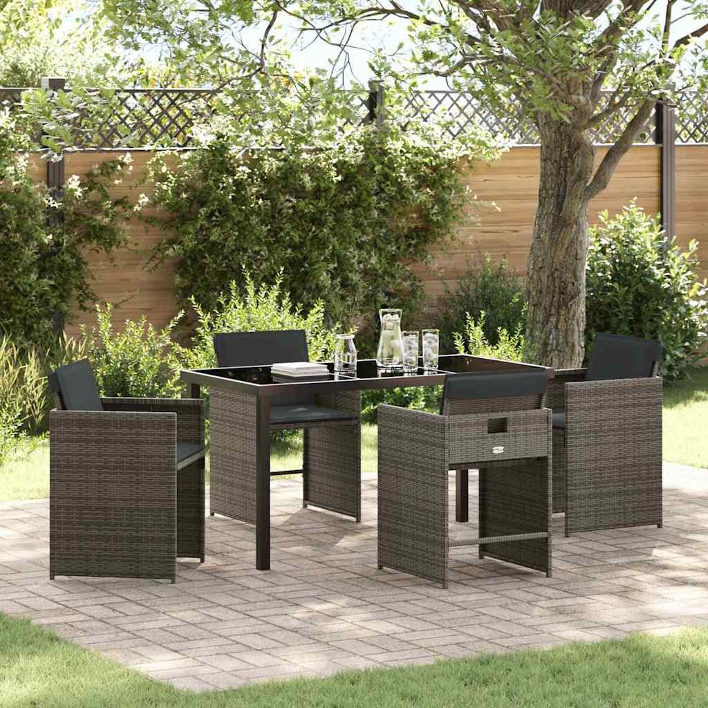 vidaXL Garden Dining Set 5 pcs Grey Poly Rattan