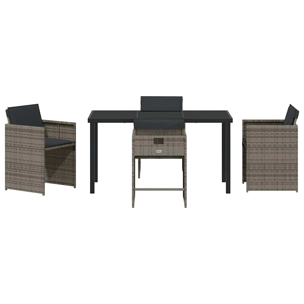 vidaXL Garden Dining Set 5 pcs Grey Poly Rattan