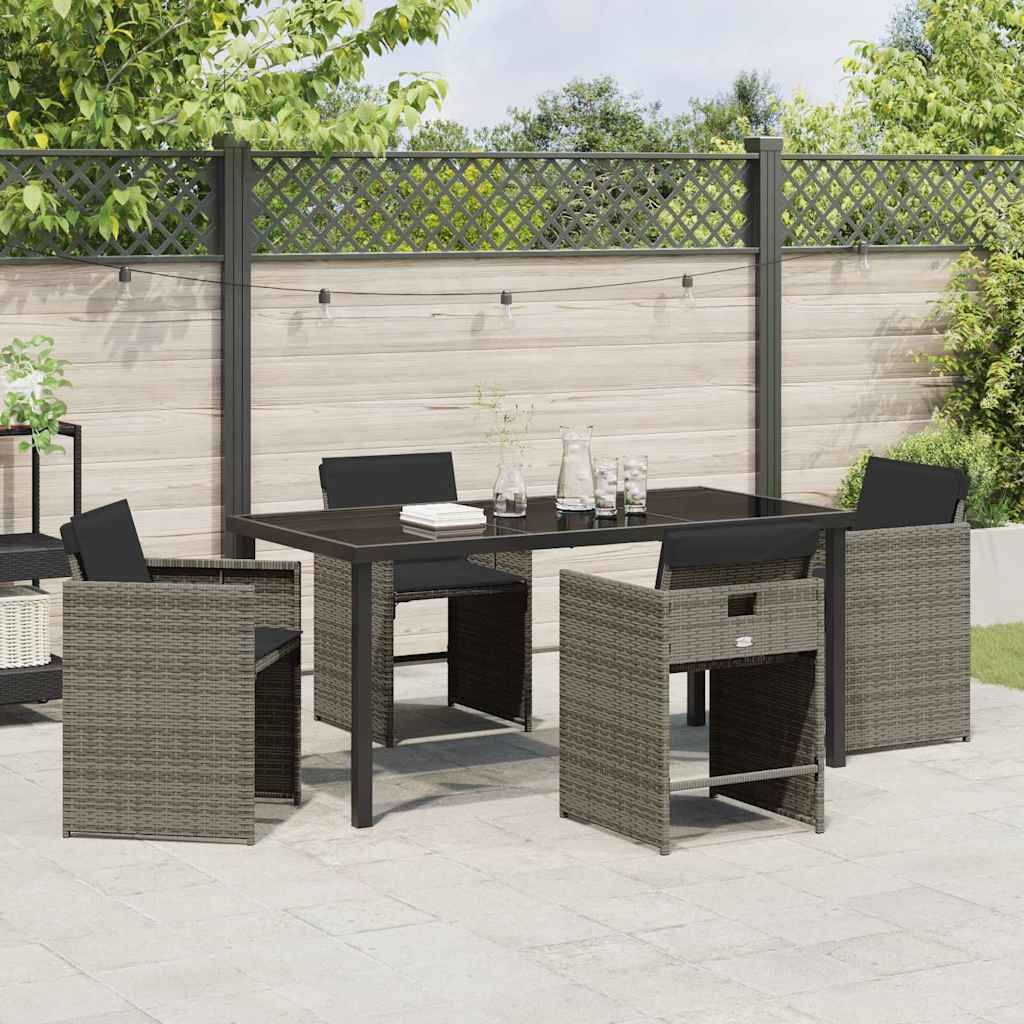 vidaXL Garden Dining Set 5 pcs Grey Poly Rattan